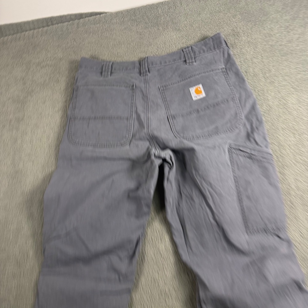 Carhartt Mens Relaxed Fit Gray Canvas Utility Work Carpenter Pants 32x32